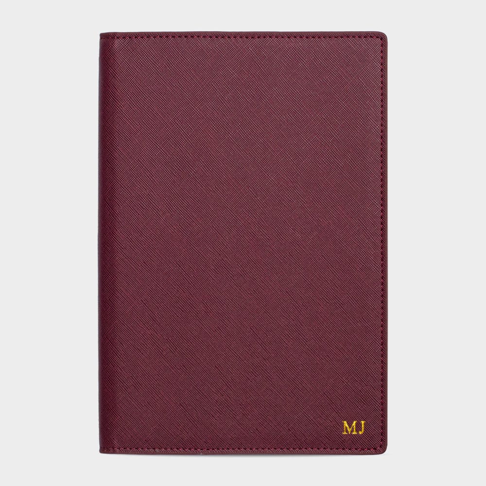 Burgundy Saffiano Texture Personalized Notebook