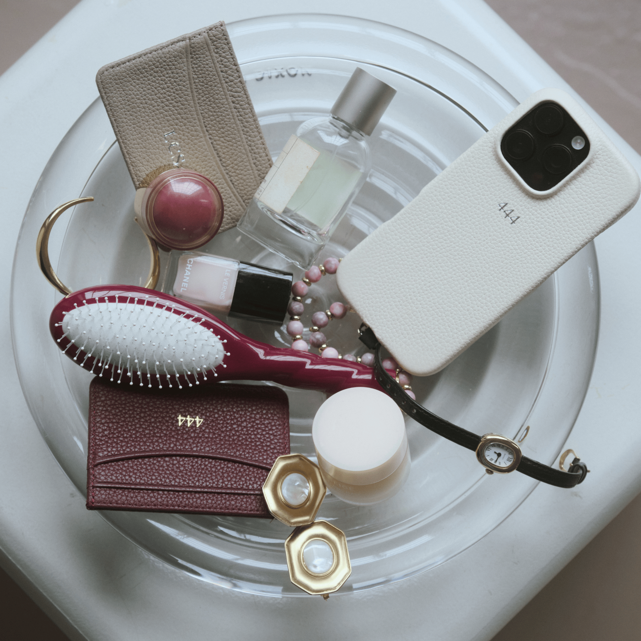 Burgundy Pebble Leather Personalized Card Holder