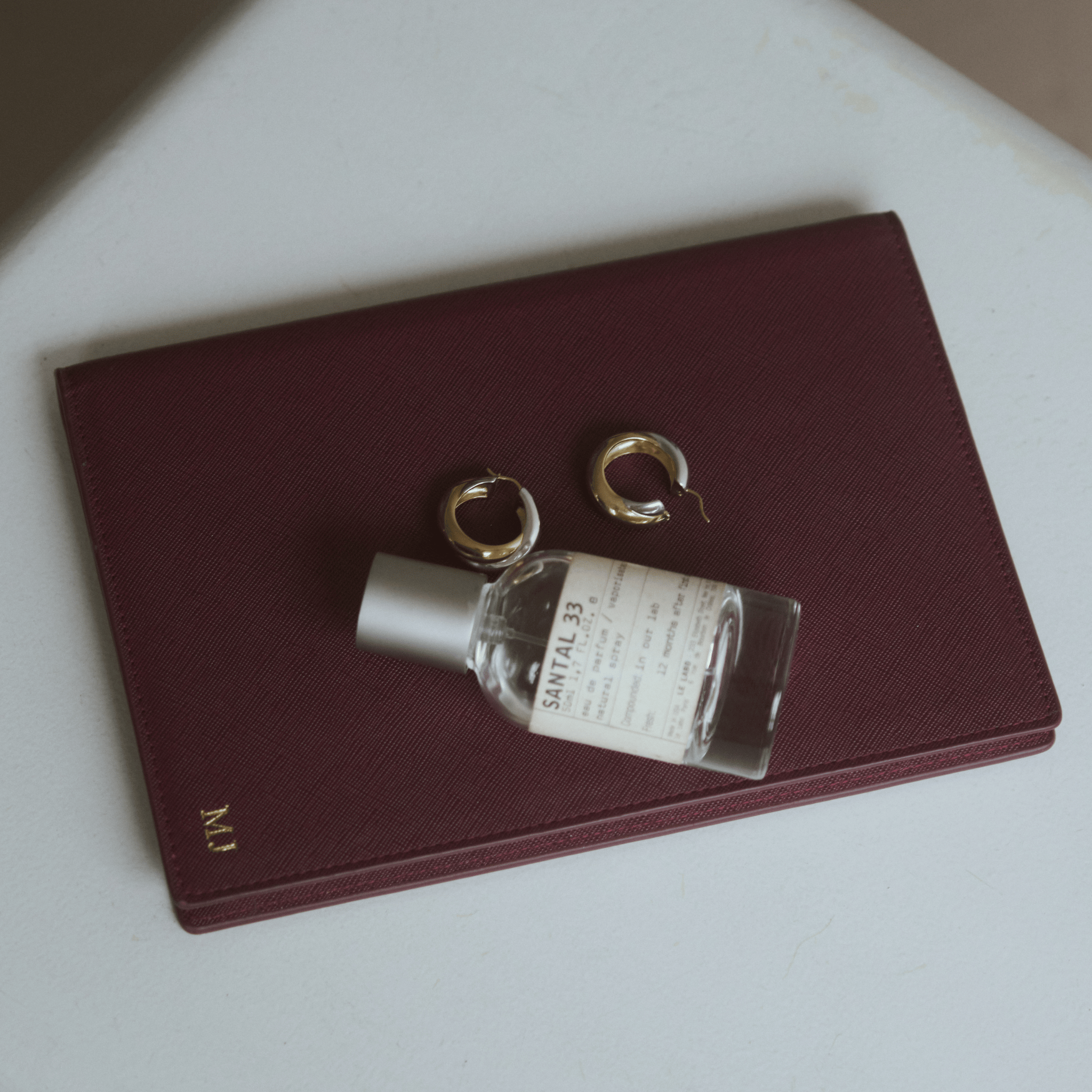 Burgundy Saffiano Texture Personalized Notebook