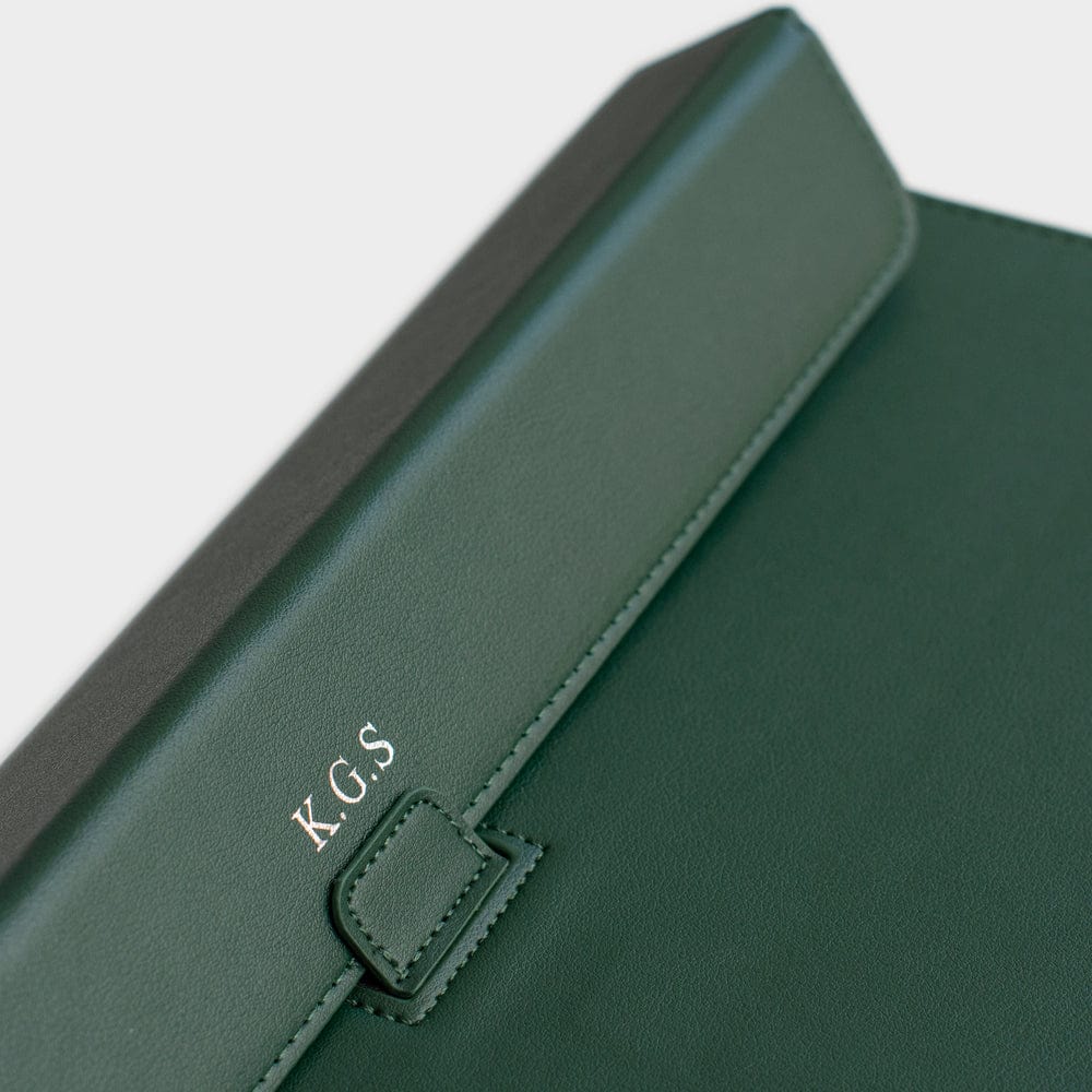 Dark Green Personalized Laptop Sleeve with Stand