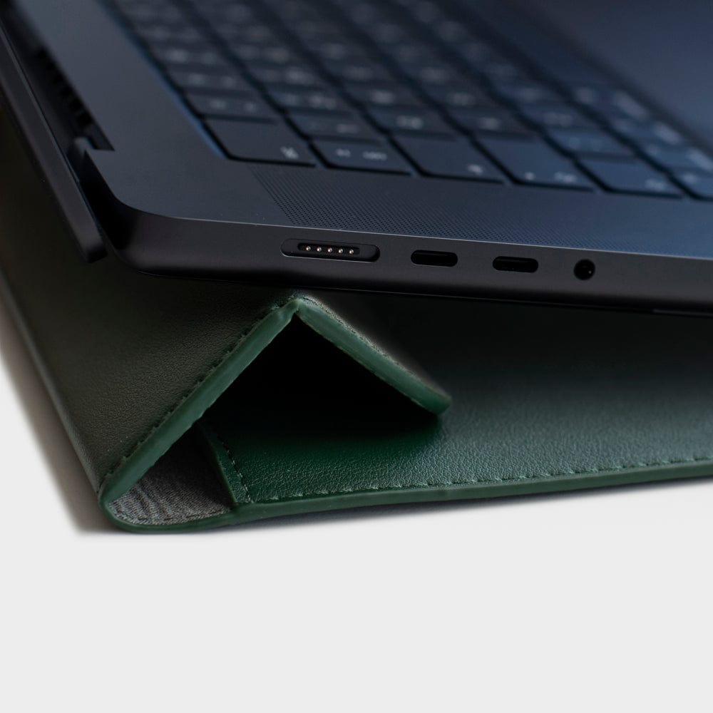 Dark Green Personalized Laptop Sleeve with Stand