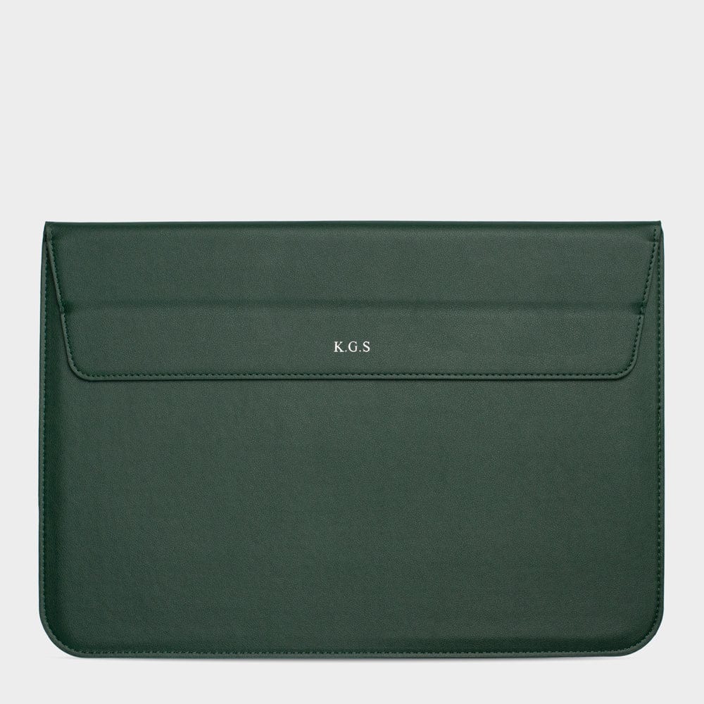 Dark Green Personalized Laptop Sleeve with Stand