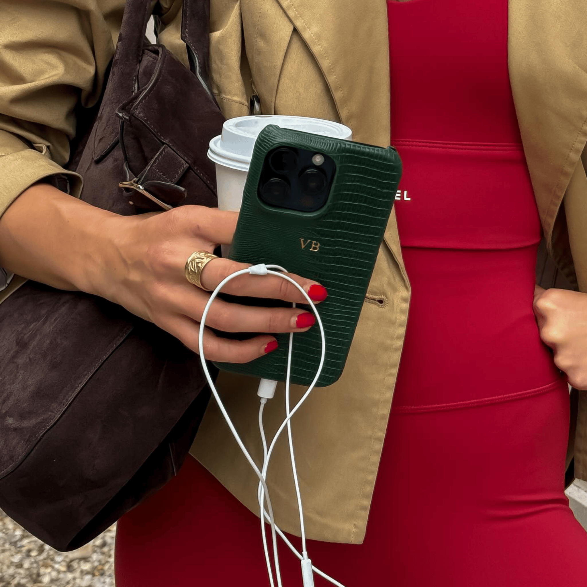 Dark Green Lizard Texture Personalized Snap Case