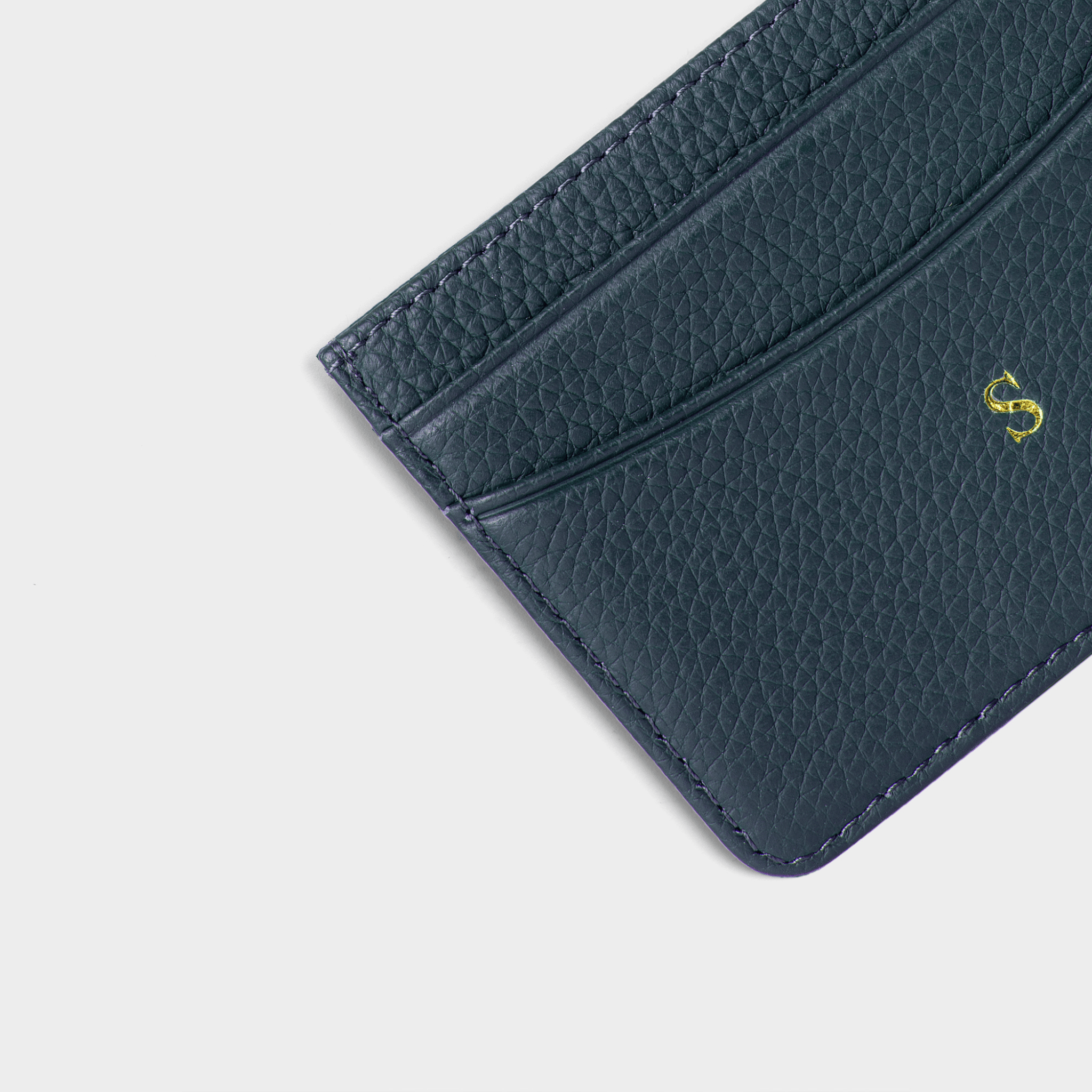 Navy Pebble Leather Personalized Card Holder