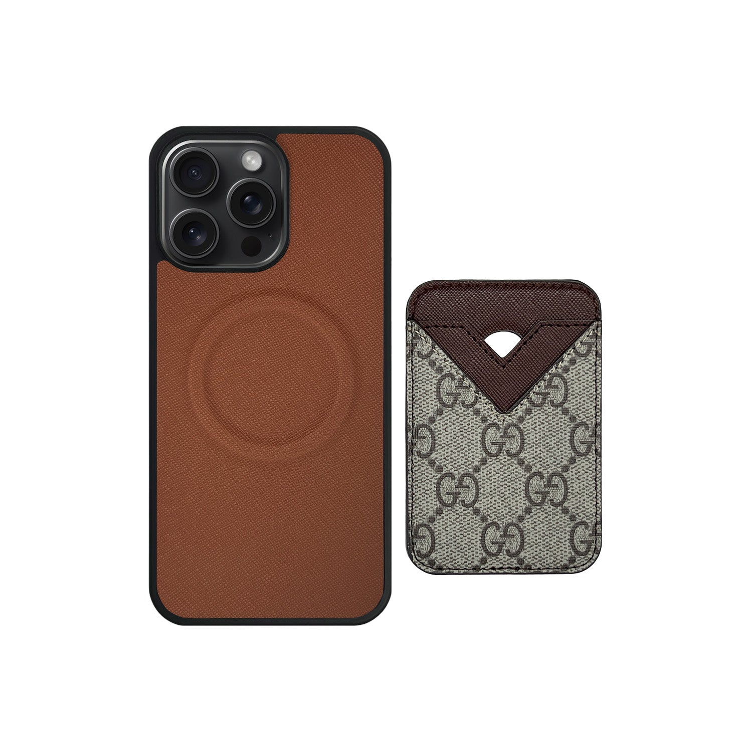 MAGSAFE CARDHOLDER GG BROWN AND BEIGE CLASSIC
