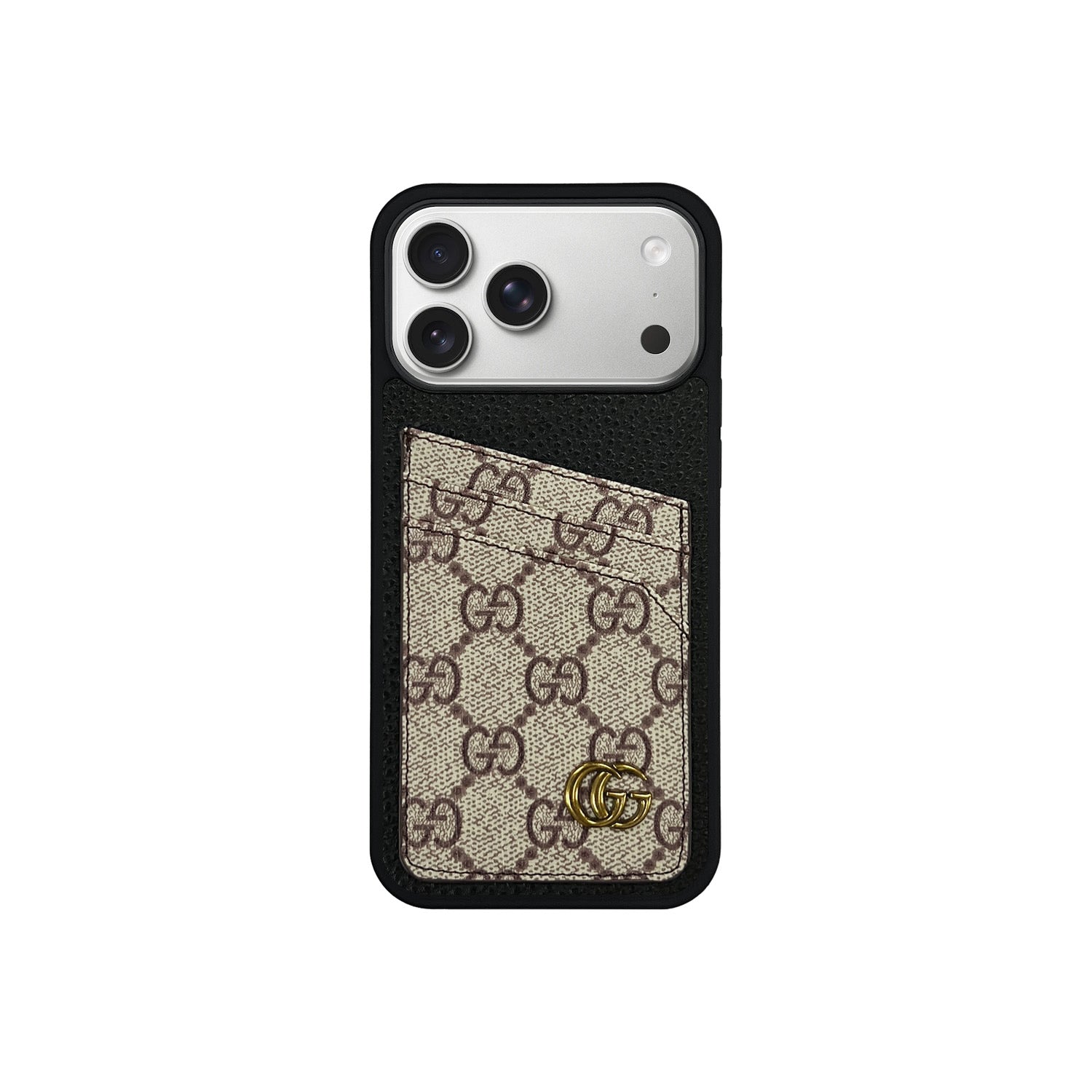 BLACK G MONOGRAM CARDHOLDER FULLY COVERED