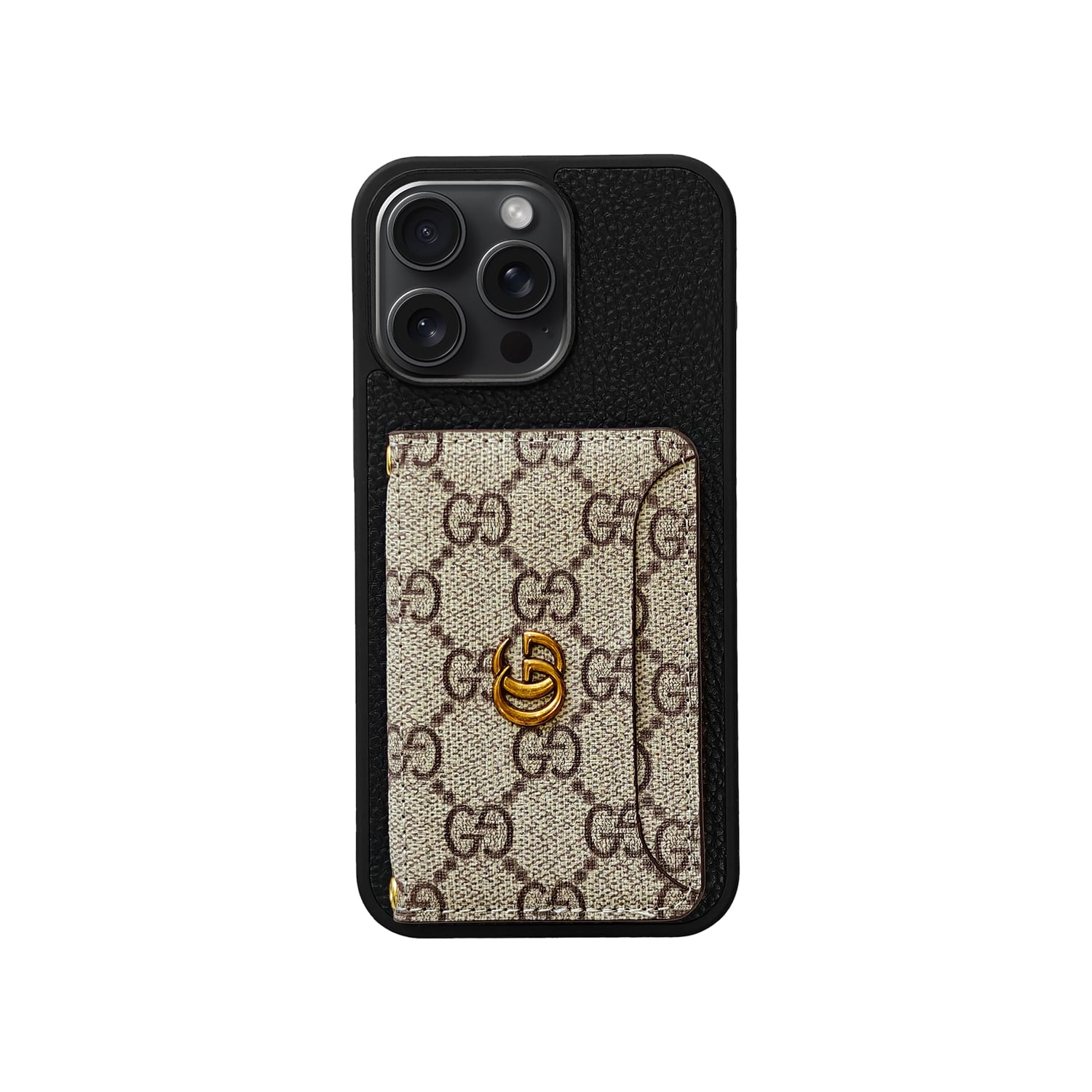 BLACK AND BROWN G MONOGRAM CARDHOLDER FULLY COVERED
