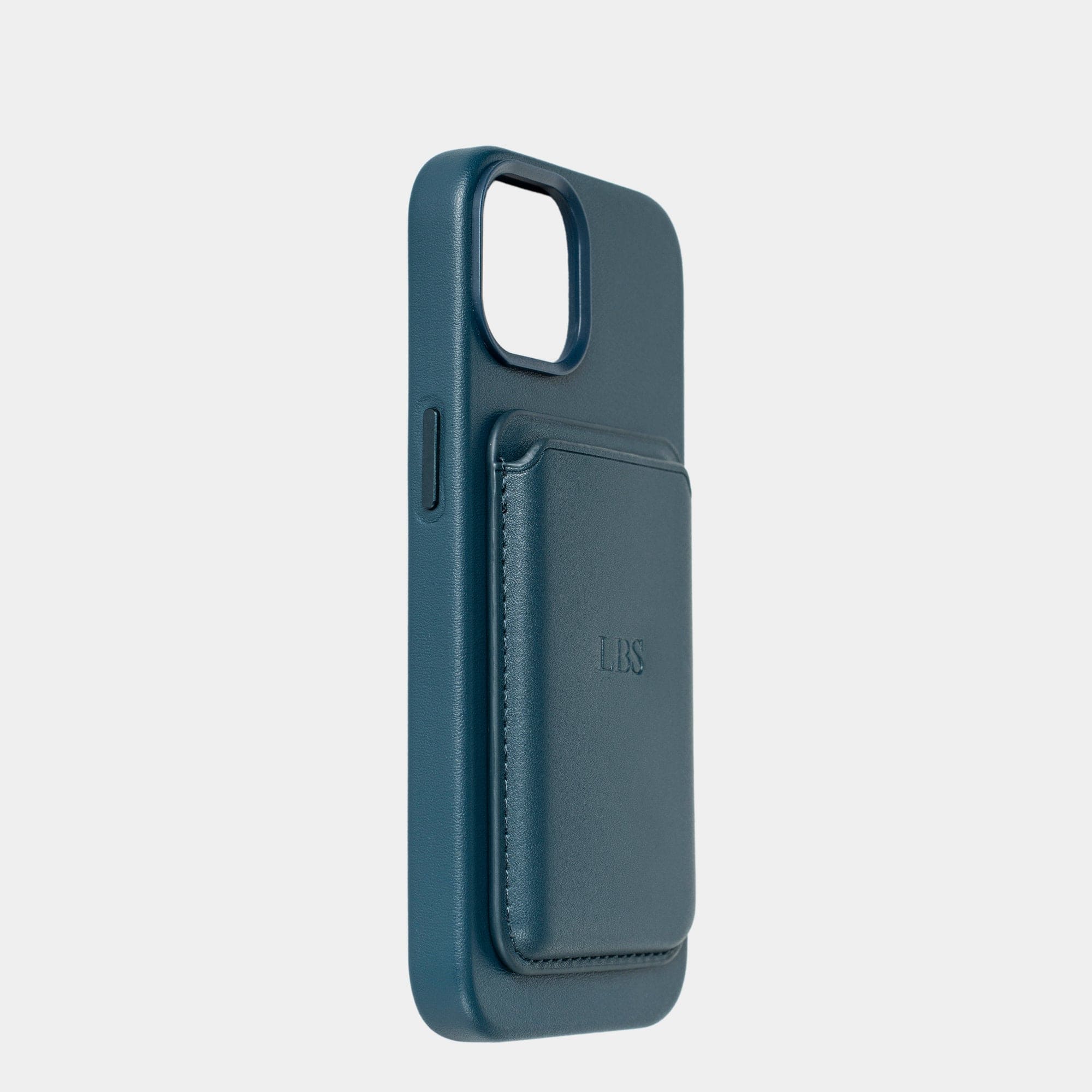 Navy MagSafe Grain Texture Personalized Card Holder