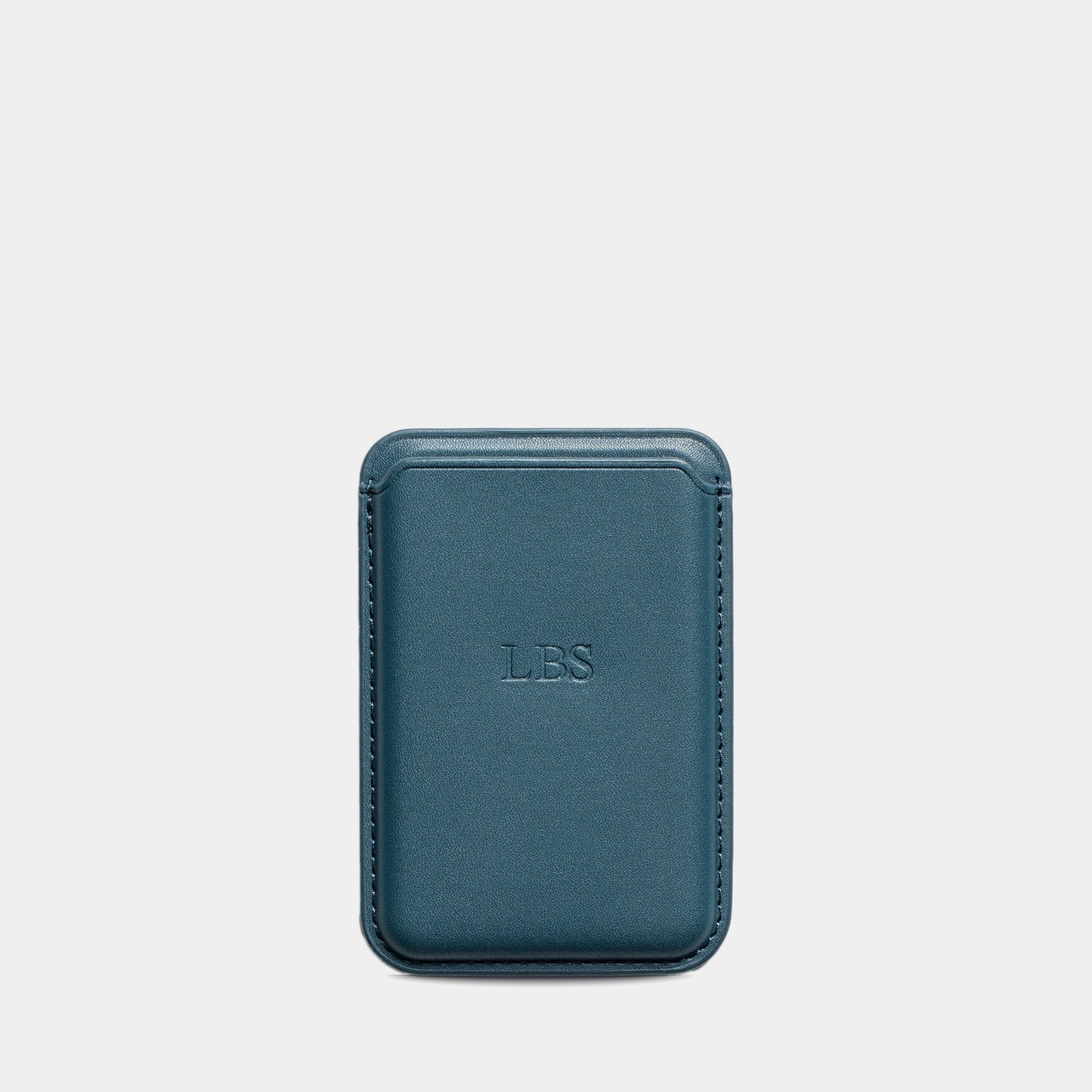 Navy MagSafe Grain Texture Personalized Card Holder