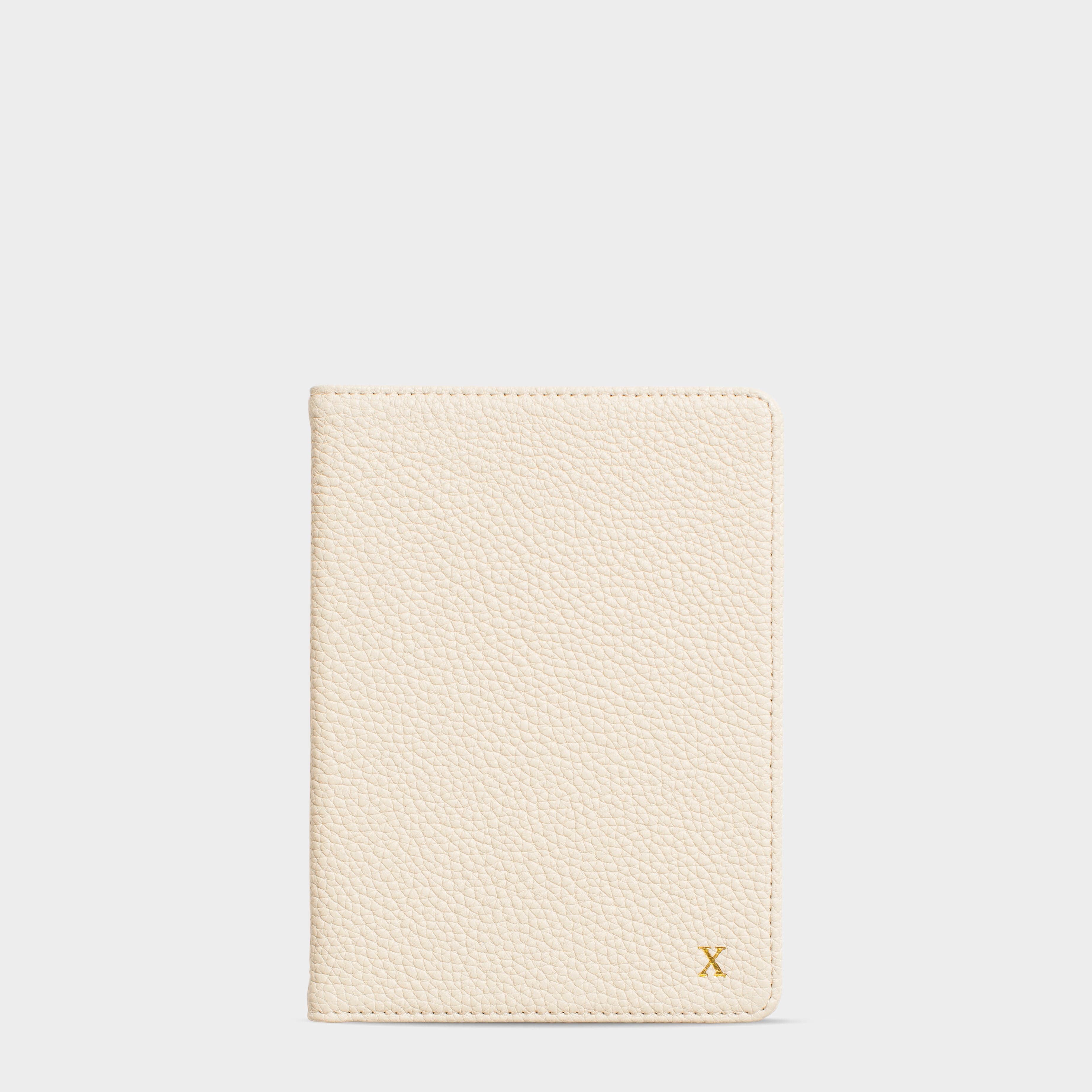 White Pebble Leather Personalized Passport Holder