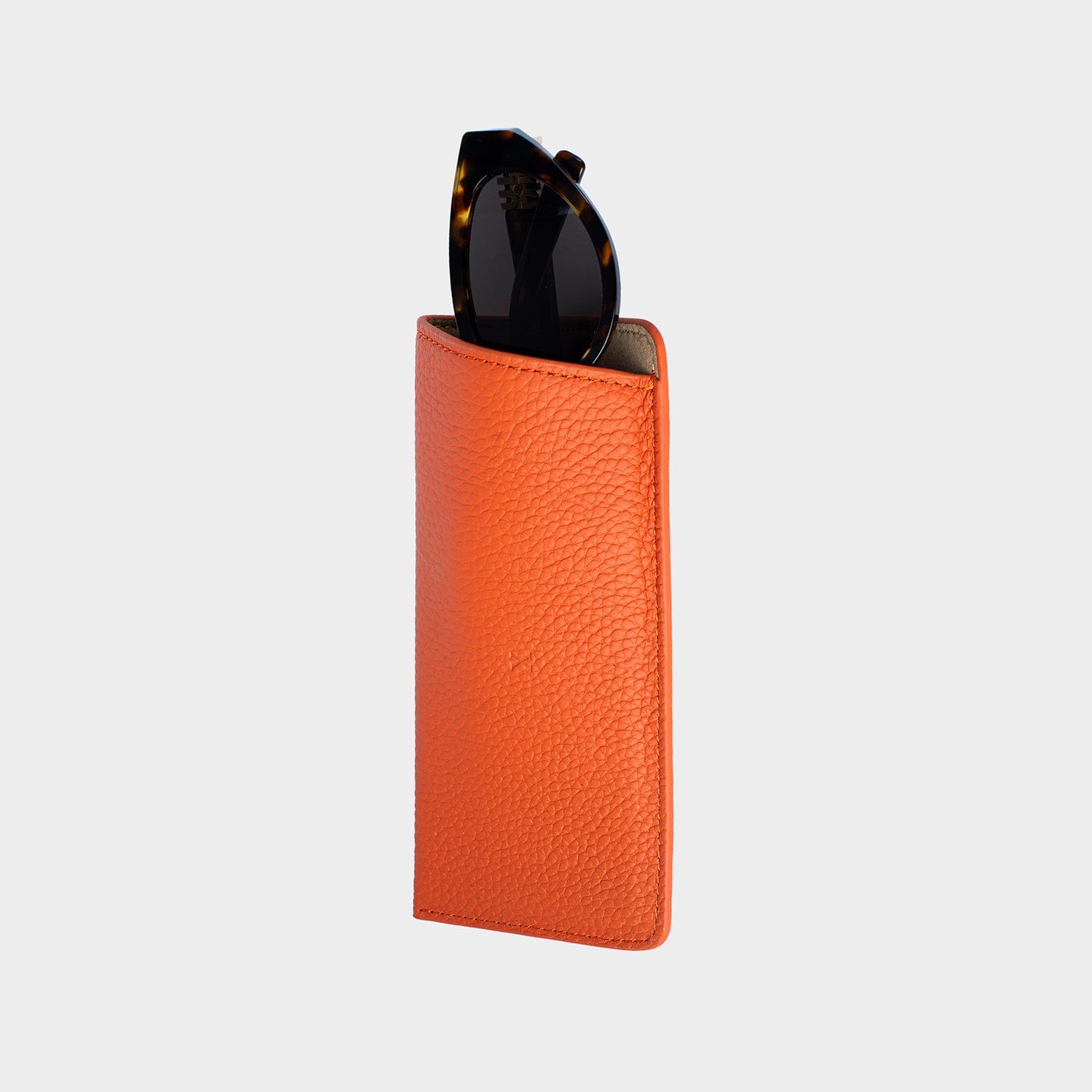 Orange Leather Personalized Glasses Case
