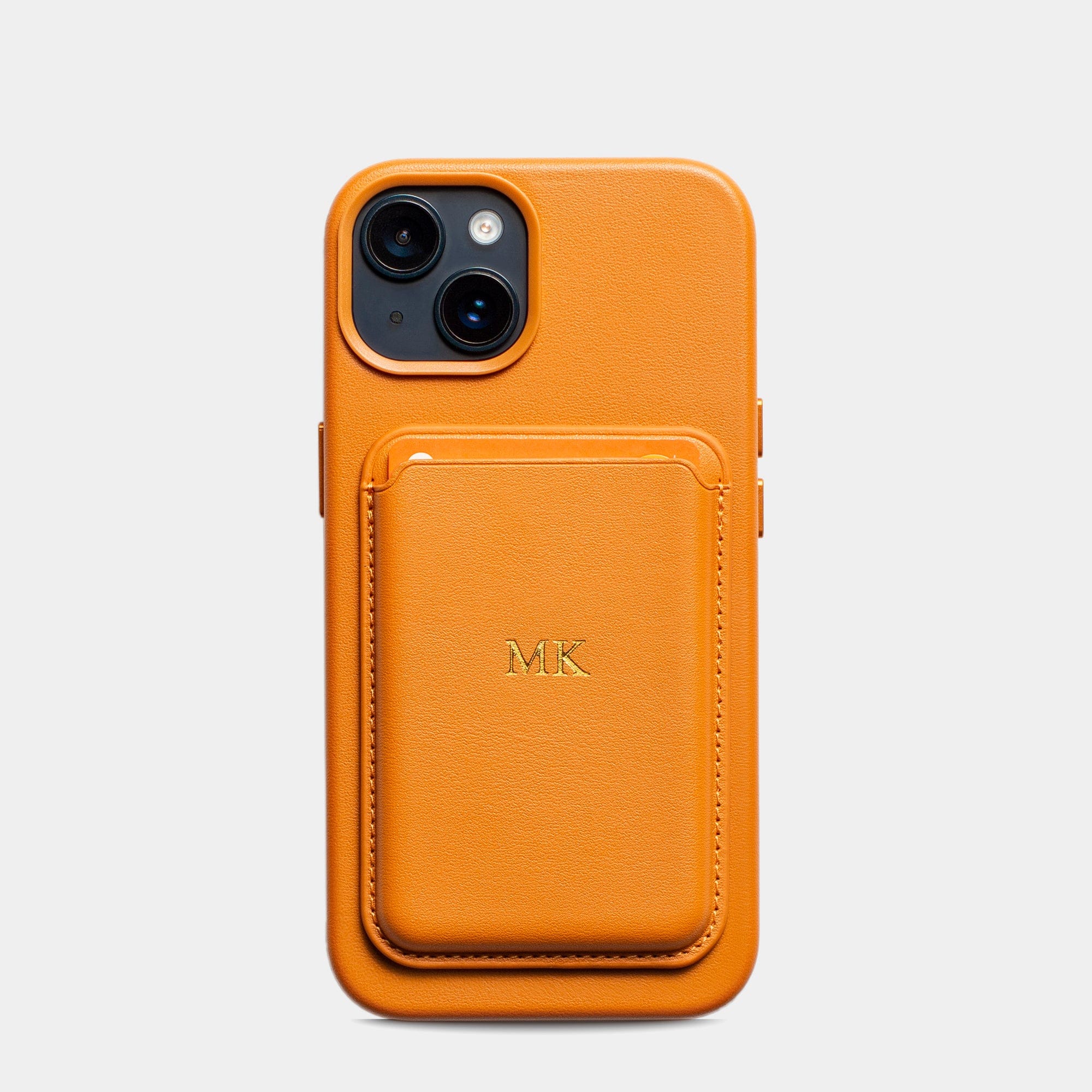 Orange MagSafe Grain Texture Personalized Card Holder