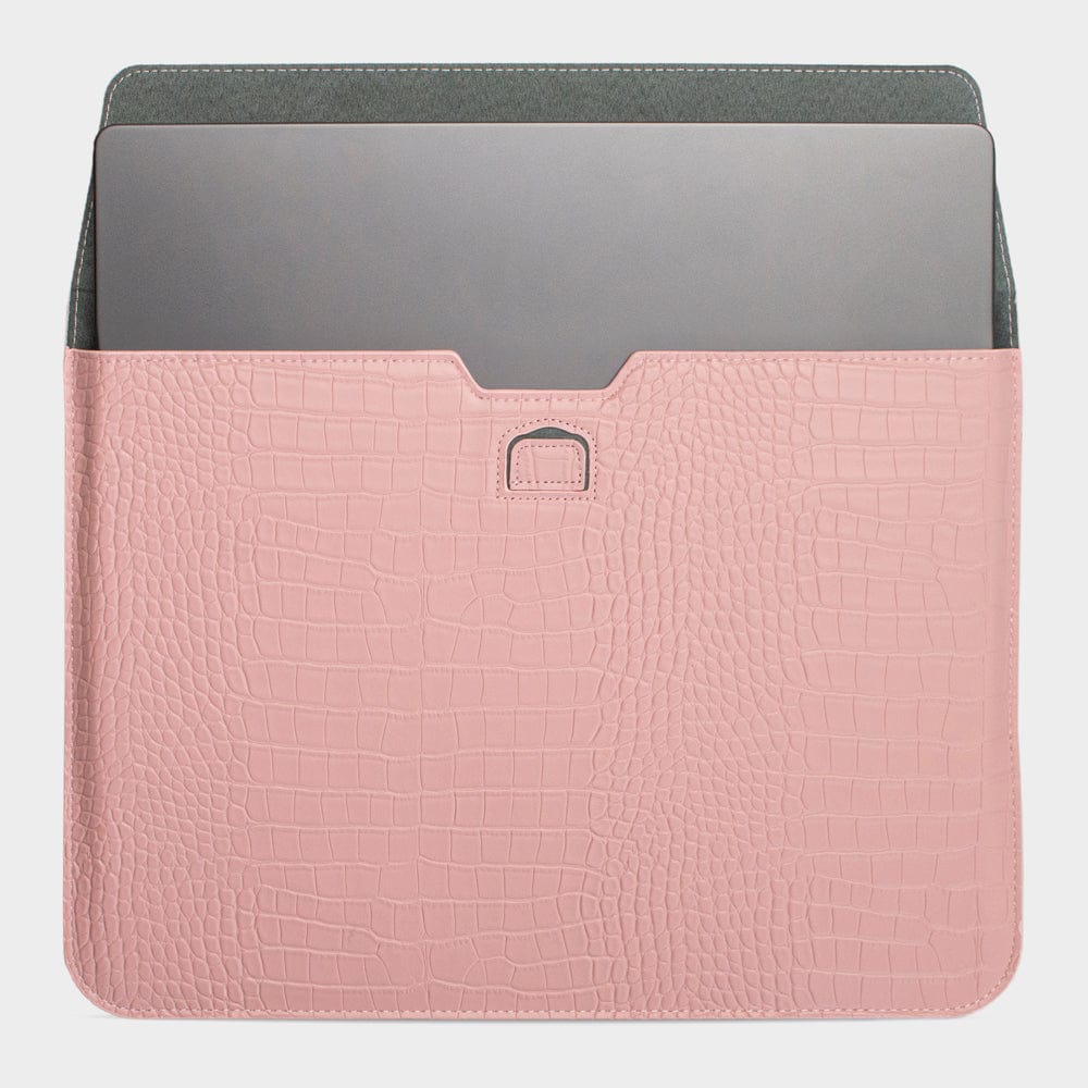Pink Lizard Texture Personalized Laptop Sleeve with Stand