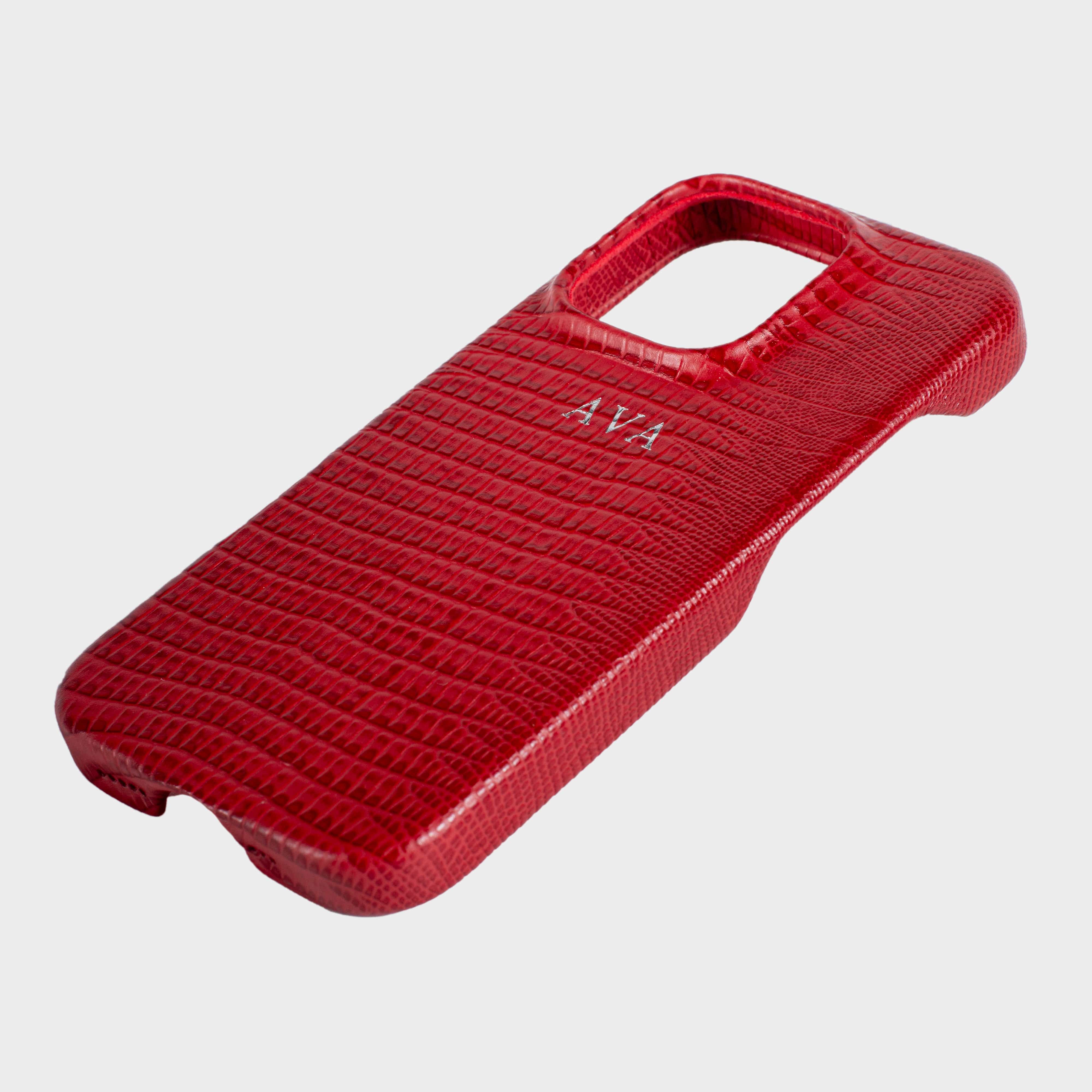 Violet Red MagSafe Lizard Leather Personalized Case