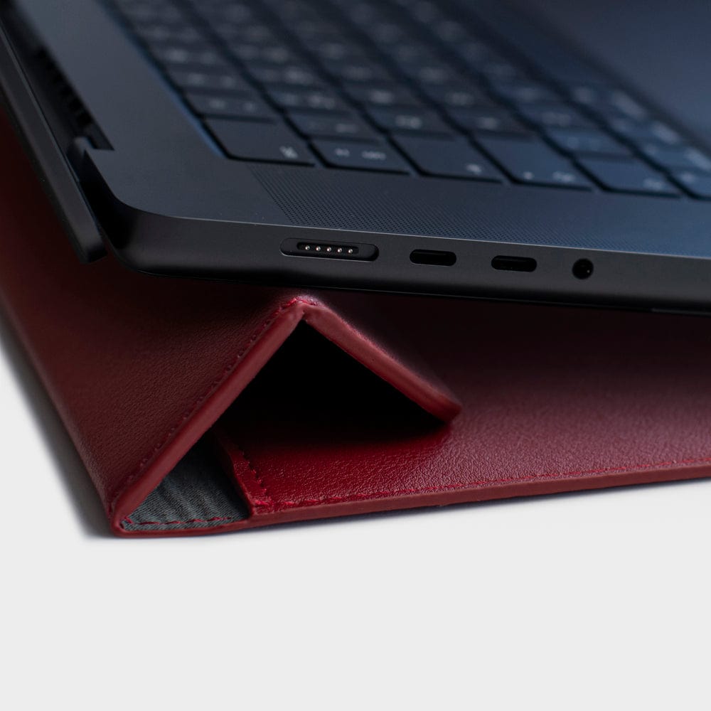 Dark Red Personalized Laptop Sleeve with Stand