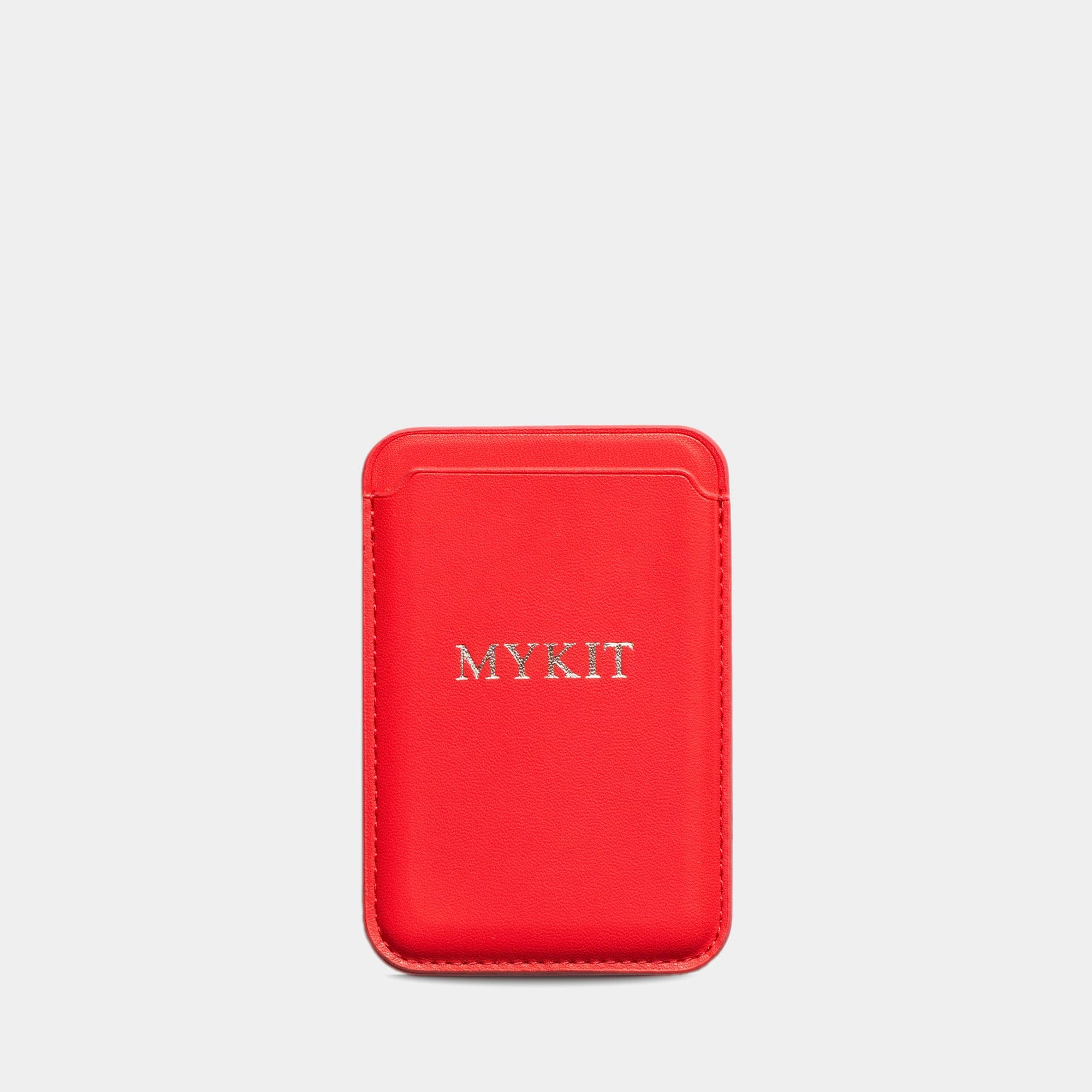 Red MagSafe Grain Texture Personalized Card Holder