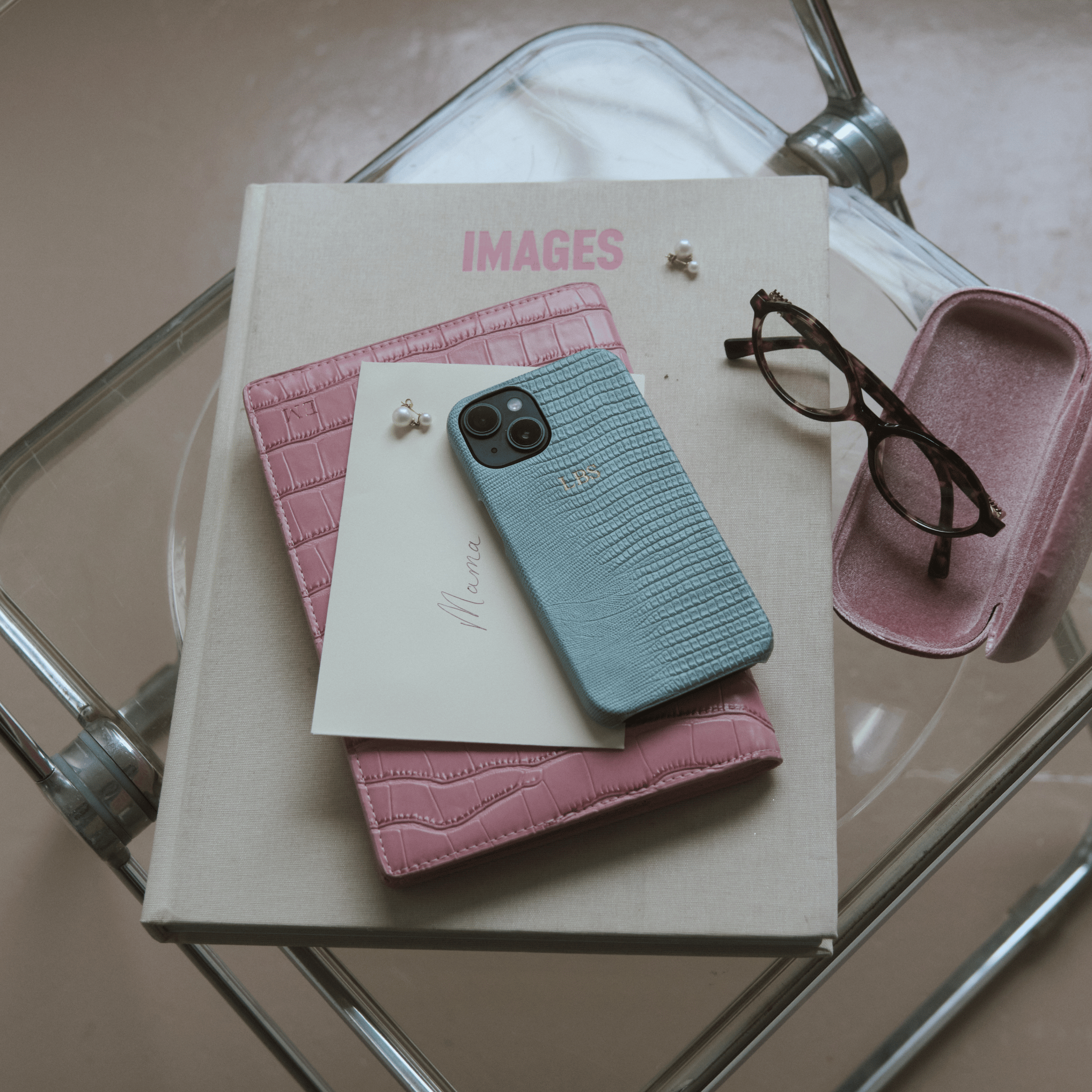 Sapphire Lizard Texture Personalized Snap Case