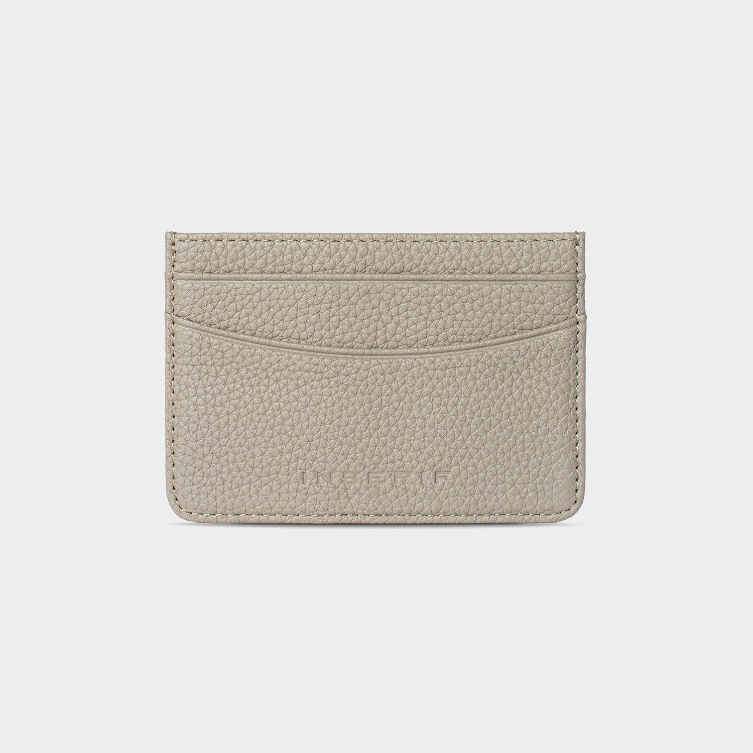 Taupe Pebble Leather Personalized Card Holder