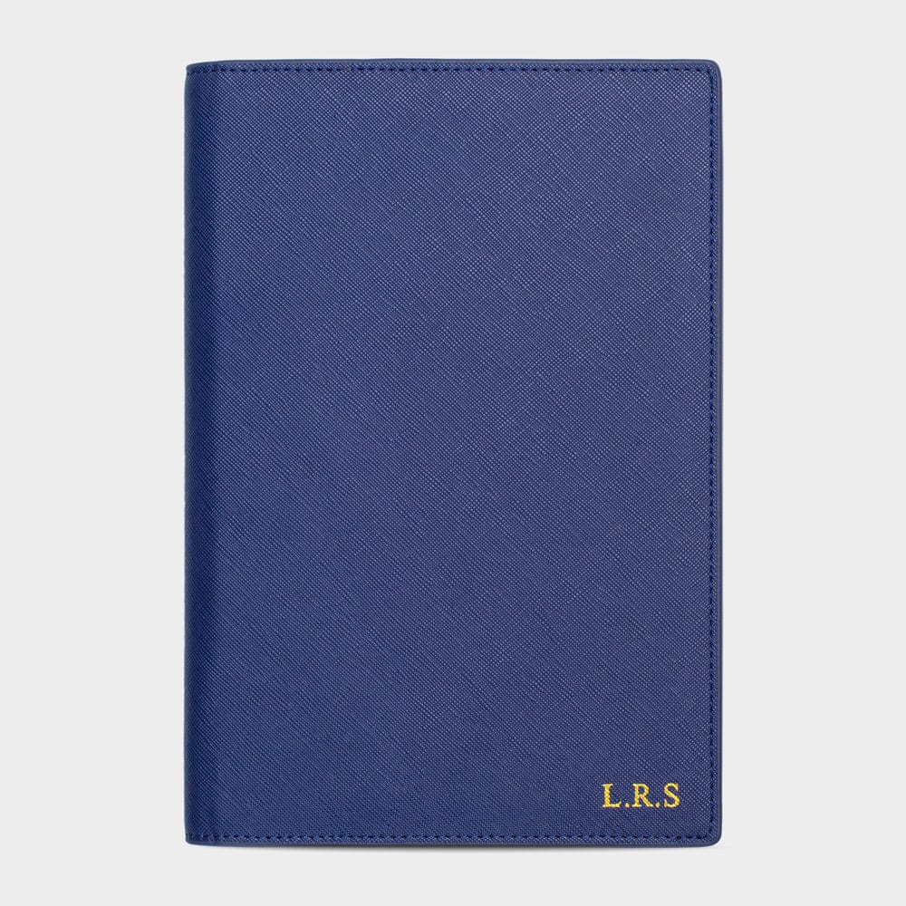 Navy Saffiano Texture Personalized Notebook